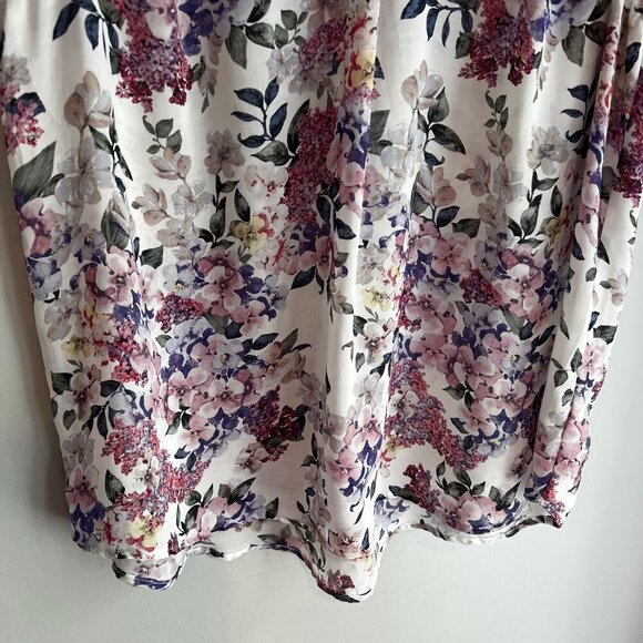 Cynthia Rowley Sleeveless Womens Floral Chiffon Blouse XTRA-LARGE XL White Pink - Picture 3 of 9